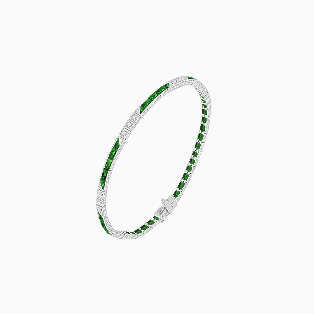Art Deco Style Diamond And Gemstone Line Bracelet - Shahin Jewelry