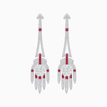 Load image into Gallery viewer, Art Deco Style Diamond and Sapphire Dangle Earrings - Shahin Jewelry