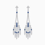 Load image into Gallery viewer, Art Deco Style Diamond and Sapphire Dangle Earrings - Shahin Jewelry