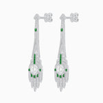 Load image into Gallery viewer, Art Deco Style Diamond and Sapphire Dangle Earrings - Shahin Jewelry