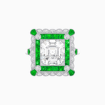 Load image into Gallery viewer, Art Deco Style Double Halo Asscher Cut Ring with Customizable French - Cut Gemstone (Mounting) - Shahin Jewelry