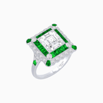 Load image into Gallery viewer, Art Deco Style Double Halo Asscher Cut Ring with Customizable French - Cut Gemstone (Mounting) - Shahin Jewelry
