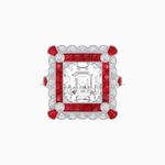 Load image into Gallery viewer, Art Deco Style Double Halo Asscher Cut Ring with Customizable French - Cut Gemstone (Mounting) - Shahin Jewelry