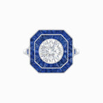 Load image into Gallery viewer, Art Deco Style Double Halo Ring with Diamond - Shahin Jewelry
