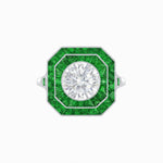 Load image into Gallery viewer, Art Deco Style Double Halo Ring with Diamond - Shahin Jewelry