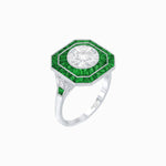 Load image into Gallery viewer, Art Deco Style Double Halo Ring with Diamond - Shahin Jewelry