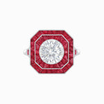 Load image into Gallery viewer, Art Deco Style Double Halo Ring with Diamond - Shahin Jewelry