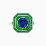 Load image into Gallery viewer, Art Deco Style Double Halo Ring with Gemstone - Shahin Jewelry