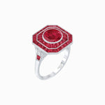 Load image into Gallery viewer, Art Deco Style Double Halo Ring with Gemstone - Shahin Jewelry