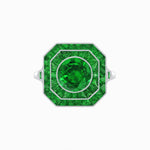 Load image into Gallery viewer, Art Deco Style Double Halo Ring with Gemstone - Shahin Jewelry