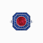 Load image into Gallery viewer, Art Deco Style Double Halo Ring with Gemstone - Shahin Jewelry