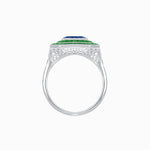 Load image into Gallery viewer, Art Deco Style Double Halo Ring with Gemstone - Shahin Jewelry