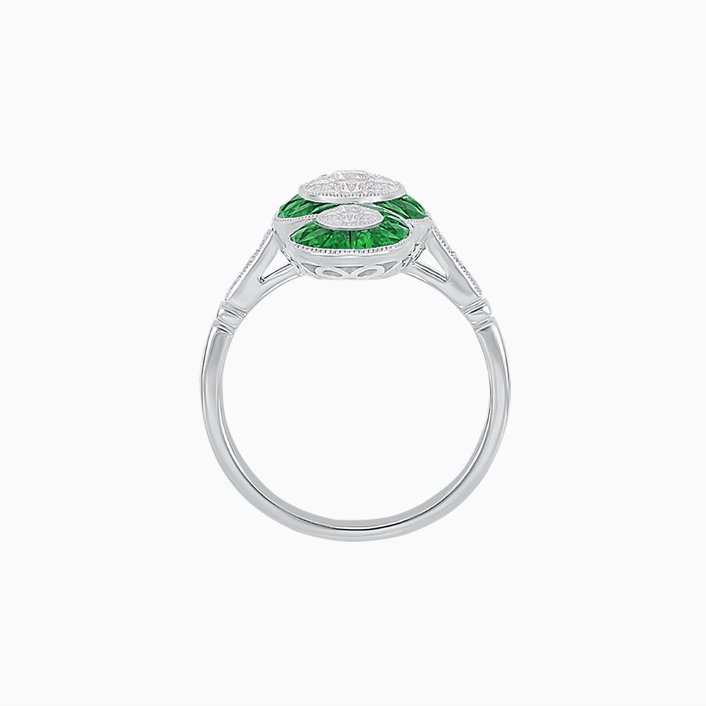 Art Deco Style Dress Ring With Illusion - Shahin Jewelry