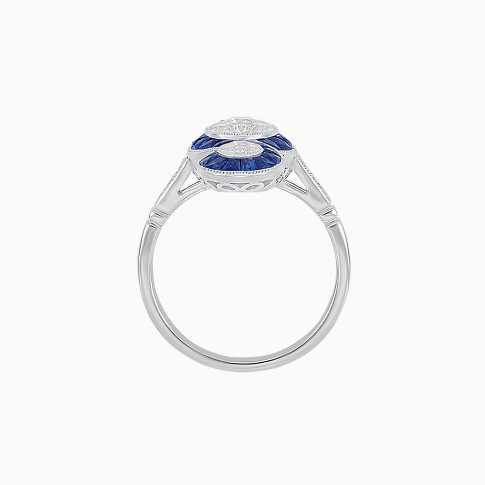 Art Deco Style Dress Ring With Illusion - Shahin Jewelry
