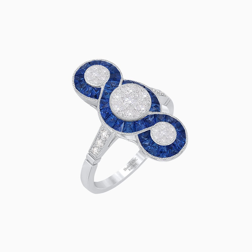 Art Deco Style Dress Ring With Illusion - Shahin Jewelry