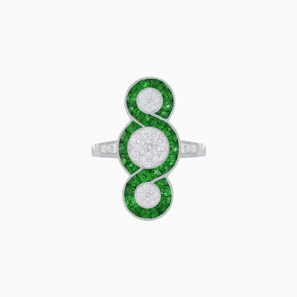 Art Deco Style Dress Ring With Illusion - Shahin Jewelry
