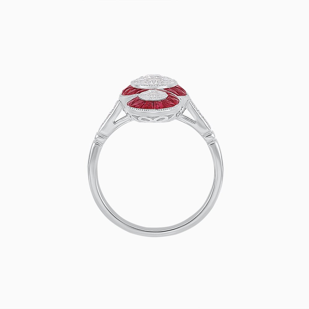 Art Deco Style Dress Ring With Illusion - Shahin Jewelry