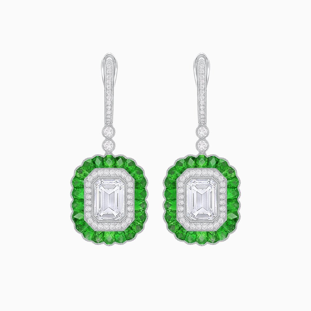 Art Deco Style Emerald Cut Diamond Earrings - Shahin Jewelry