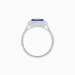 Load image into Gallery viewer, Art Deco Style Emerald Cut Double Halo (French Cut Gemstone and Baguette Halo) Mounting Ring - Shahin Jewelry