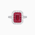Load image into Gallery viewer, Art Deco Style Emerald Cut Double Halo (French Cut Gemstone and Baguette Halo) Mounting Ring - Shahin Jewelry