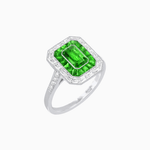 Load image into Gallery viewer, Art Deco Style Emerald Cut Double Halo (French Cut Gemstone and Baguette Halo) Mounting Ring - Shahin Jewelry