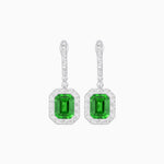 Load image into Gallery viewer, Art Deco Style Emerald Cut Drop Earrings with Diamond Halo - Shahin Jewelry