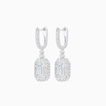Load image into Gallery viewer, Art Deco Style Emerald Cut Drop Earrings with Diamond Halo - Shahin Jewelry