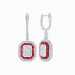 Load image into Gallery viewer, Art Deco Style Emerald Cut Earrings with Diamonds - Shahin Jewelry