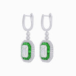 Load image into Gallery viewer, Art Deco Style Emerald Cut Earrings with Diamonds - Shahin Jewelry