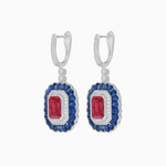 Load image into Gallery viewer, Art Deco Style Emerald Cut Earrings with Gemstones - Shahin Jewelry