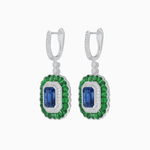 Load image into Gallery viewer, Art Deco Style Emerald Cut Earrings with Gemstones - Shahin Jewelry