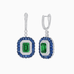 Load image into Gallery viewer, Art Deco Style Emerald Cut Earrings with Gemstones - Shahin Jewelry