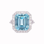 Load image into Gallery viewer, Art Deco Style Emerald Cut Gemstone Ring with Baguette Diamond Halo - Shahin Jewelry