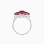 Load image into Gallery viewer, Art Deco Style Emerald Cut Geometric Engagement Ring with Diamond - Shahin Jewelry