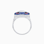 Load image into Gallery viewer, Art Deco Style Emerald Cut Geometric Engagement Ring with Diamond - Shahin Jewelry