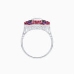 Load image into Gallery viewer, Art Deco Style Emerald Cut Geometric Engagement Ring with Diamond - Shahin Jewelry