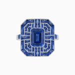Load image into Gallery viewer, Art Deco Style Emerald Cut Geometric Engagement Ring with Diamond - Shahin Jewelry