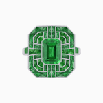 Load image into Gallery viewer, Art Deco Style Emerald Cut Geometric Engagement Ring with Diamond - Shahin Jewelry