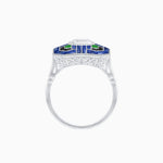 Load image into Gallery viewer, Art Deco Style Emerald Cut Geometric Engagement Ring with Diamond - Shahin Jewelry