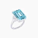 Load image into Gallery viewer, Art Deco Style Emerald Cut Ring with Baguette Diamond Shoulders - Shahin Jewelry