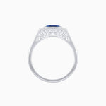 Load image into Gallery viewer, Art Deco Style Emerald Cut Ring with Calibre - Cut Baguette Diamond Halo - Shahin Jewelry
