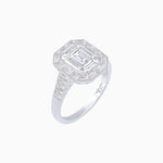 Load image into Gallery viewer, Art Deco Style Emerald Cut Ring with Calibre - Cut Baguette Diamond Halo - Shahin Jewelry