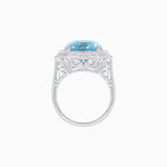 Load image into Gallery viewer, Art Deco Style Emerald Cut Semi-Precious Gemstone Ring with Octagonal Diamond Halo - Shahin Jewelry