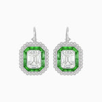 Load image into Gallery viewer, Art Deco Style Emerald Cut Stud Earrings with Illusion Emerald Cut Diamonds - Shahin Jewelry