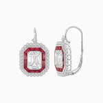 Load image into Gallery viewer, Art Deco Style Emerald Cut Stud Earrings with Illusion Emerald Cut Diamonds - Shahin Jewelry