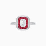 Load image into Gallery viewer, Art Deco Style Emerald Shape Halo Engagement Ring with Diamond - Shahin Jewelry