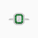 Load image into Gallery viewer, Art Deco Style Emerald Shape Halo Engagement Ring with Diamond - Shahin Jewelry