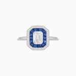 Load image into Gallery viewer, Art Deco Style Emerald Shape Halo Engagement Ring with Diamond - Shahin Jewelry