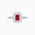 Load image into Gallery viewer, Art Deco Style Emerald Shape Halo Engagement Ring with Gemstone - Shahin Jewelry