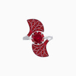Load image into Gallery viewer, Art Deco Style Fan Motif Ring with Round Center Stone and Calibre-Cut Gemstone Accents - Shahin Jewelry